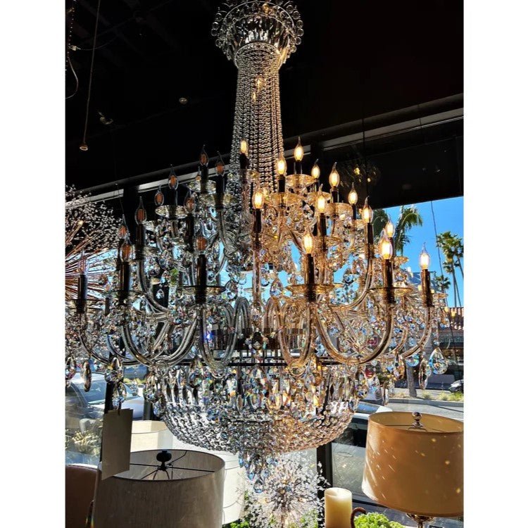 Extra Large European - style Multi - layers Candle Luxury Crystal Chandelier Gold Art Foyer/Staircase Decorative Light Fixture - fovolighting
