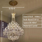 Extra Large European - style Multi - layers Candle Luxury Crystal Chandelier Gold Art Foyer/Staircase Decorative Light Fixture - fovolighting