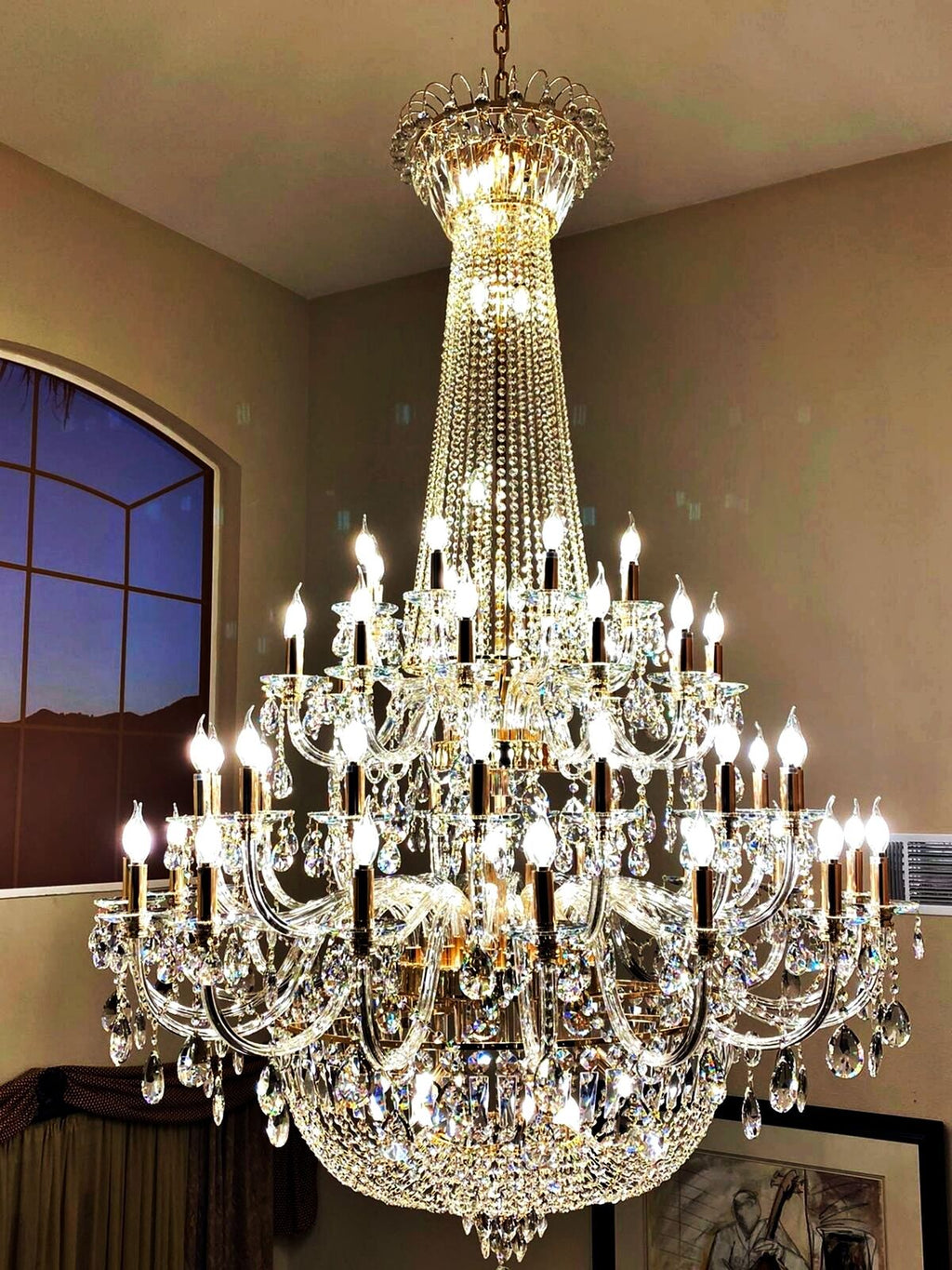 Extra Large European - style Multi - layers Candle Luxury Crystal Chandelier Gold Art Foyer/Staircase Decorative Light Fixture - fovolighting