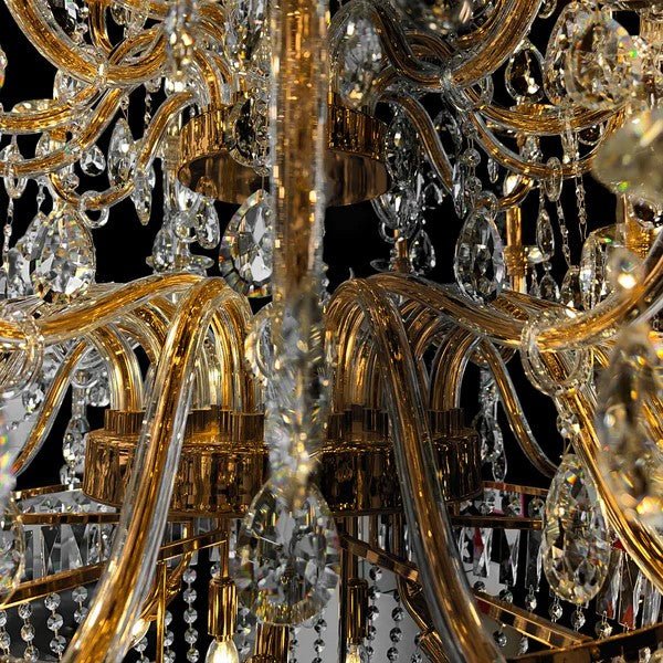 Extra Large European - style Multi - layers Candle Luxury Crystal Chandelier Gold Art Foyer/Staircase Decorative Light Fixture - fovolighting