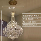 Extra Large European - style Multi - layers Candle Luxury Crystal Chandelier Gold Art Foyer/Staircase Decorative Light Fixture - fovolighting