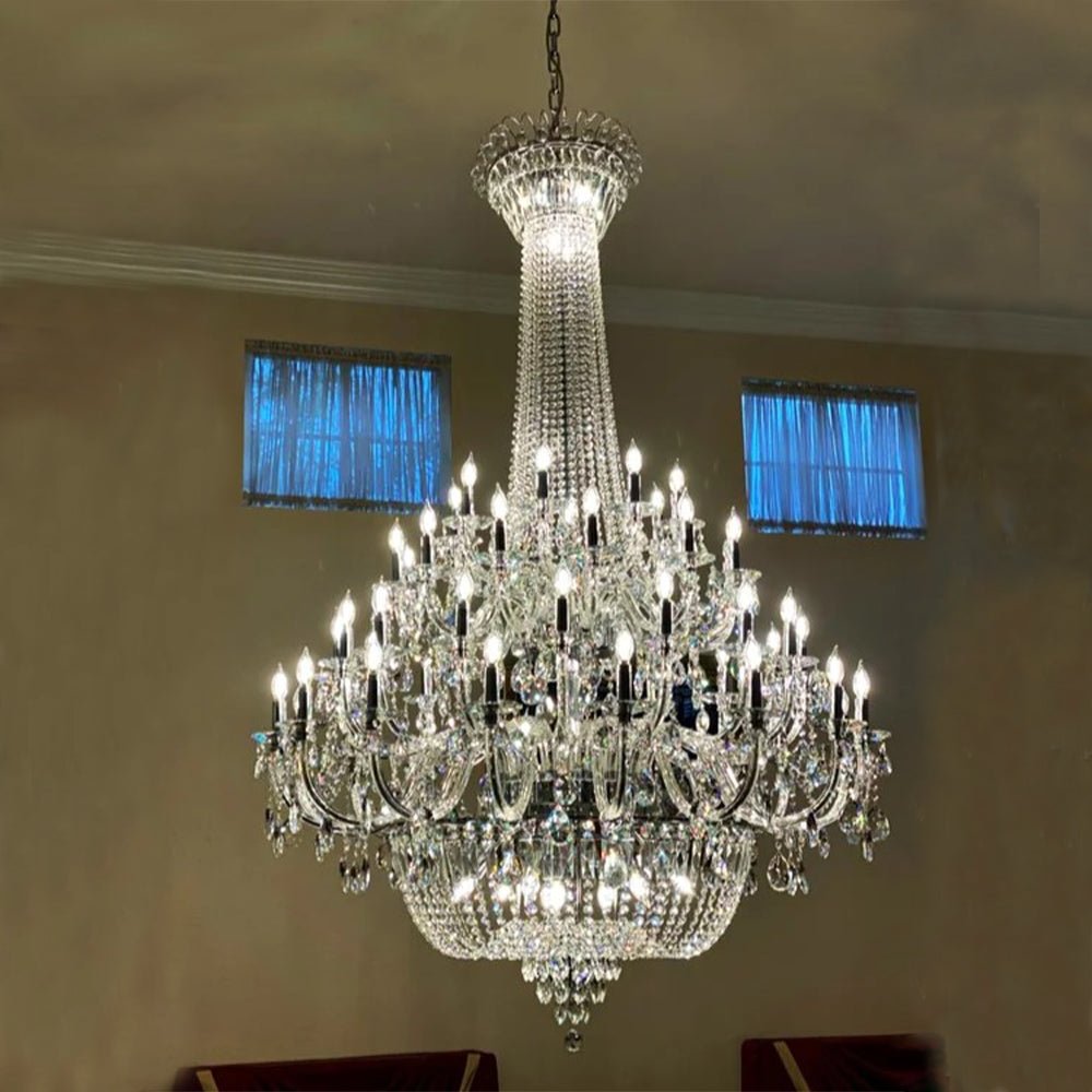 Extra Large European - style Multi - layers Candle Luxury Crystal Chandelier Gold Art Foyer/Staircase Decorative Light Fixture - fovolighting