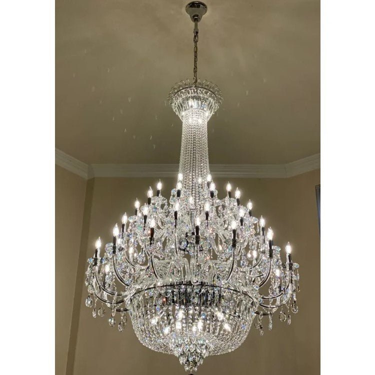 Extra Large European - style Multi - layers Candle Luxury Crystal Chandelier Gold Art Foyer/Staircase Decorative Light Fixture - fovolighting