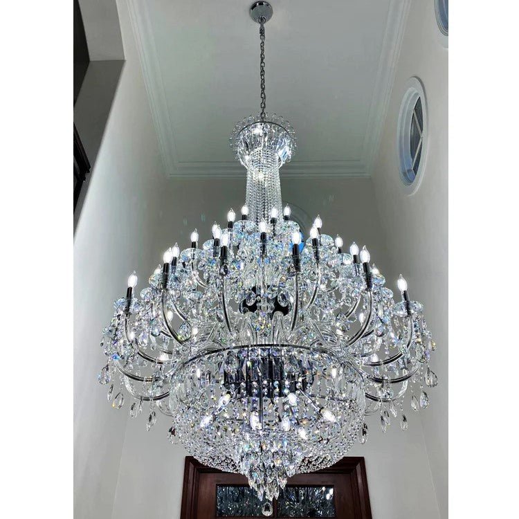 Extra Large European - style Multi - layers Candle Luxury Crystal Chandelier Gold Art Foyer/Staircase Decorative Light Fixture - fovolighting