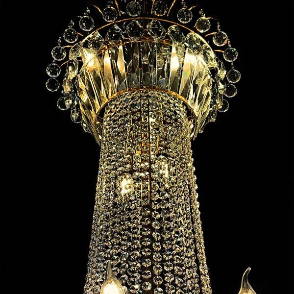Extra Large European - style Multi - layers Candle Luxury Crystal Chandelier Gold Art Foyer/Staircase Decorative Light Fixture - fovolighting