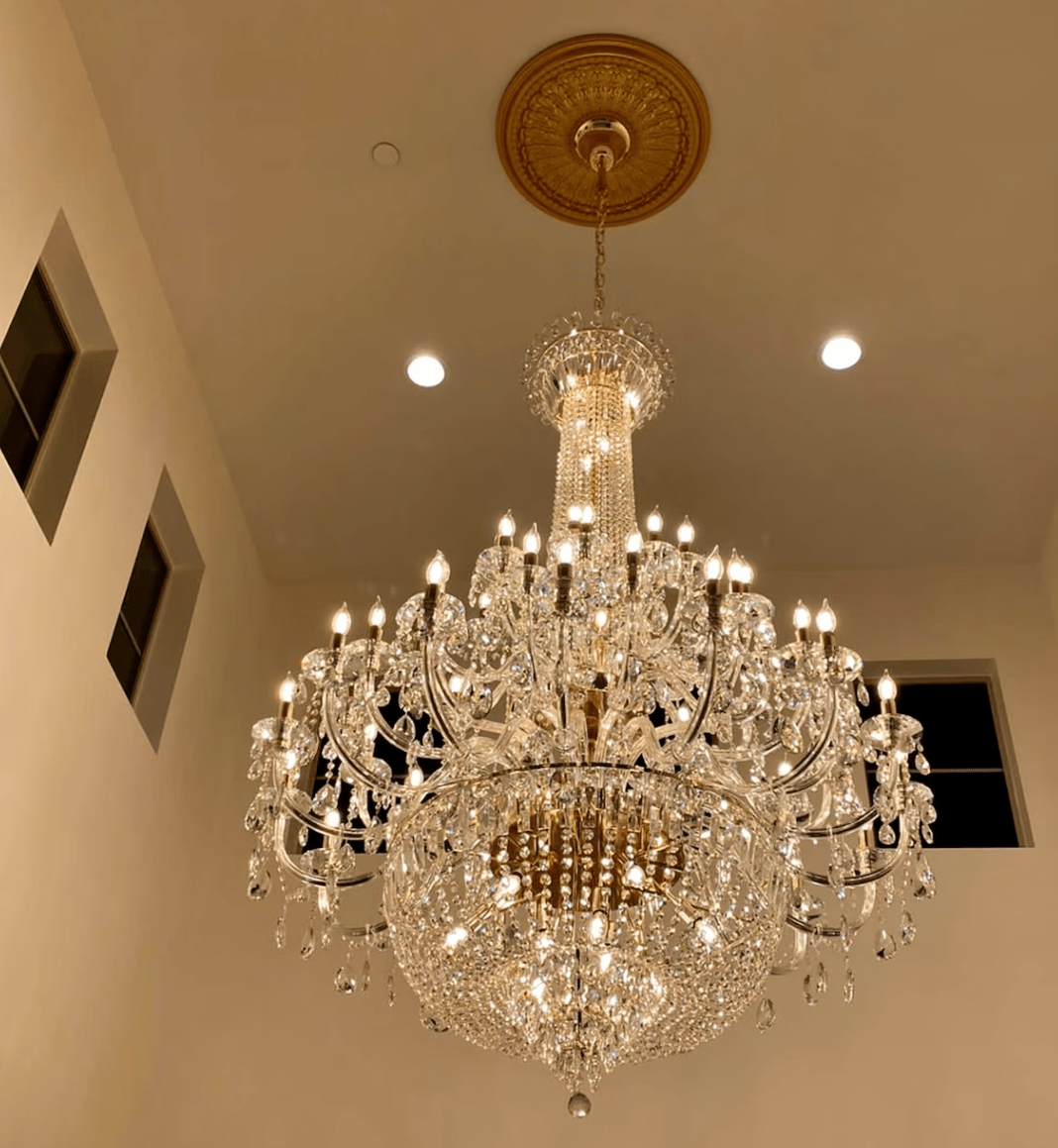 Extra Large European - style Multi - layers Candle Luxury Crystal Chandelier Gold Art Foyer/Staircase Decorative Light Fixture - fovolighting