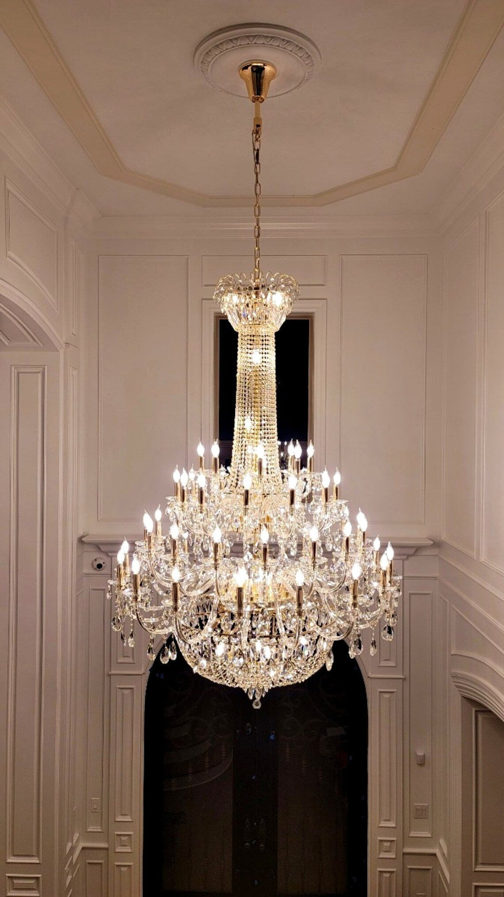 Extra Large European - style Multi - layers Candle Luxury Crystal Chandelier Gold Art Foyer/Staircase Decorative Light Fixture - fovolighting