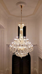 Extra Large European - style Multi - layers Candle Luxury Crystal Chandelier Gold Art Foyer/Staircase Decorative Light Fixture - fovolighting