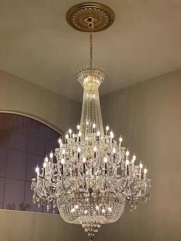 Extra Large European - style Multi - layers Candle Luxury Crystal Chandelier Gold Art Foyer/Staircase Decorative Light Fixture - fovolighting
