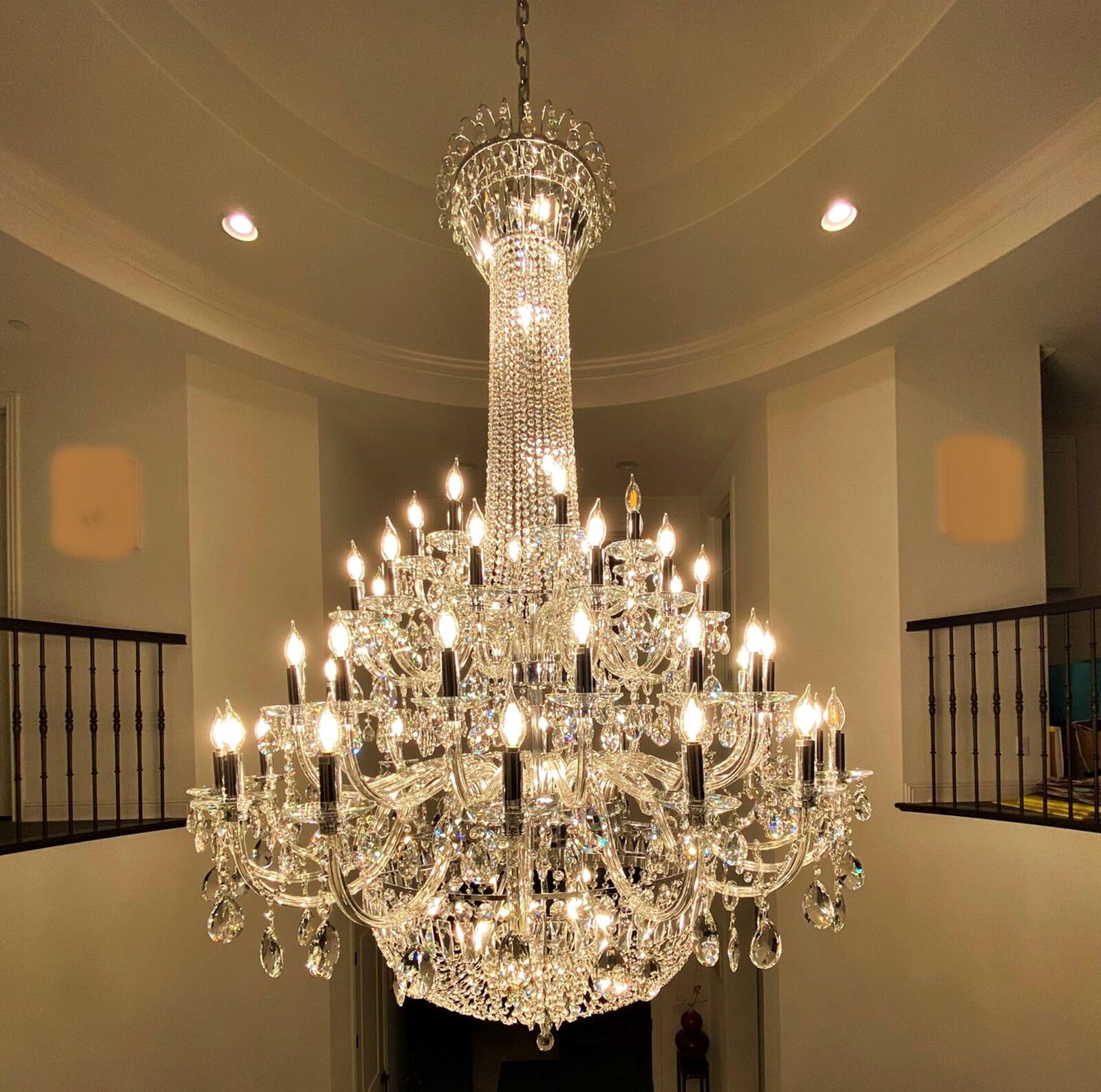 Extra Large European - style Multi - layers Candle Luxury Crystal Chandelier Gold Art Foyer/Staircase Decorative Light Fixture - fovolighting