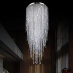 Extra Large Flush Mount Crystal Tassel Pendant Chandelier for Living Room/High - Ceiling Room/Foyer - fovolighting