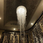Extra Large Flush Mount Crystal Tassel Pendant Chandelier for Living Room/High - Ceiling Room/Foyer - fovolighting