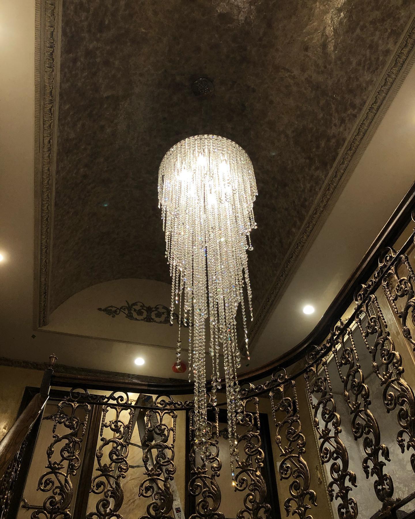 Extra Large Flush Mount Crystal Tassel Pendant Chandelier for Living Room/High - Ceiling Room/Foyer - fovolighting