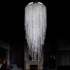 Extra Large Flush Mount Crystal Tassel Pendant Chandelier for Living Room/High - Ceiling Room/Foyer - fovolighting