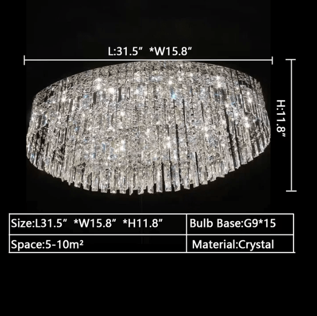 Extra Large Flush Mount Multi - tier Crystal Chandelier Modern Luxury Light Fixture For Living Room/Dining Room/Bedroom - fovolighting