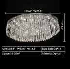 Extra Large Flush Mount Multi - tier Crystal Chandelier Modern Luxury Light Fixture For Living Room/Dining Room/Bedroom - fovolighting