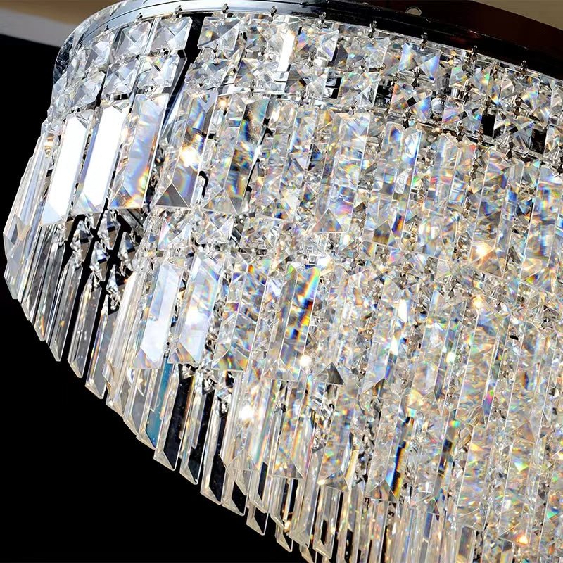 Extra Large Flush Mount Multi - tier Crystal Chandelier Modern Luxury Light Fixture For Living Room/Dining Room/Bedroom - fovolighting