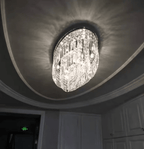 Extra Large Flush Mount Multi - tier Crystal Chandelier Modern Luxury Light Fixture For Living Room/Dining Room/Bedroom - fovolighting