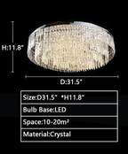 Extra Large Flush Mount Multi - tier Crystal Chandelier Modern Luxury Light Fixture For Living Room/Dining Room/Bedroom - fovolighting