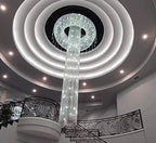Extra Large Flush Mount Silver Waterfall Luxury Ceiling Crystal Chandelier for High - ceiling Living Room/Duplex Hall - fovolighting