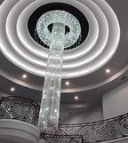 Extra Large Flush Mount Silver Waterfall Luxury Ceiling Crystal Chandelier for High - ceiling Living Room/Duplex Hall - fovolighting