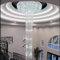 Extra Large Flush Mount Silver Waterfall Luxury Ceiling Crystal Chandelier for High - ceiling Living Room/Duplex Hall - fovolighting