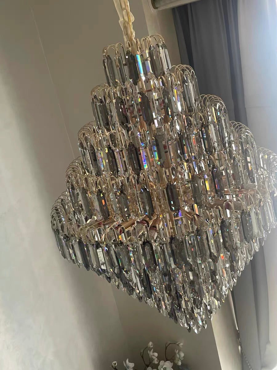 Extra Large Foyer Decorative Crystal Lighting Fixture Living Room Crystal Chandelier For Entryway Staircase - fovolighting