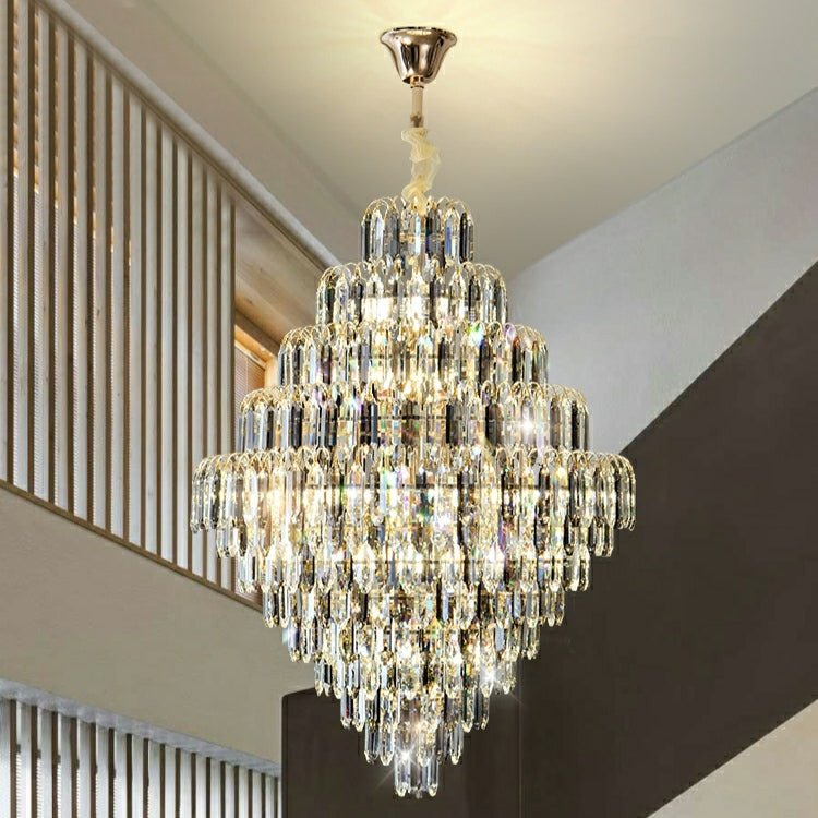 Extra Large Foyer Decorative Crystal Lighting Fixture Living Room Crystal Chandelier For Entryway Staircase - fovolighting