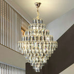 Extra Large Foyer Decorative Crystal Lighting Fixture Living Room Crystal Chandelier For Entryway Staircase - fovolighting
