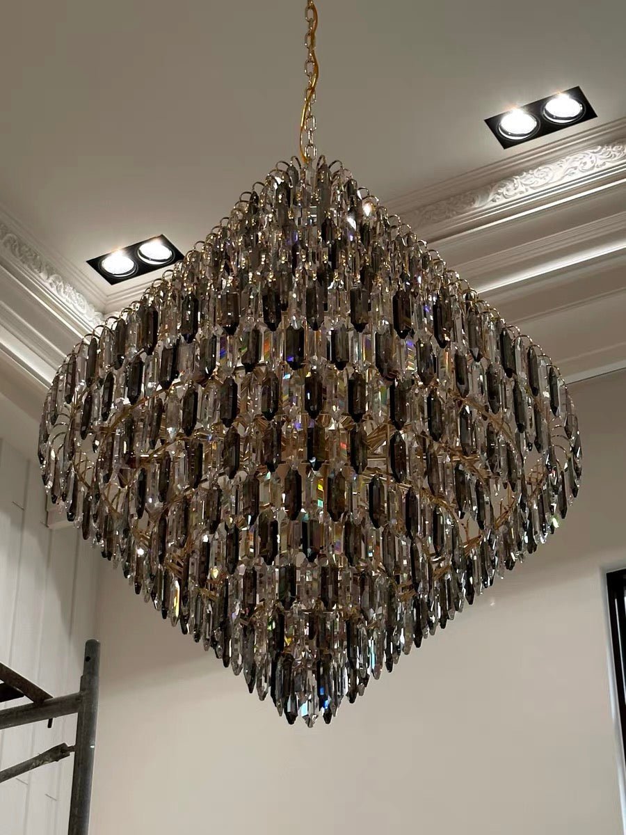 Extra Large Foyer Decorative Crystal Lighting Fixture Living Room Crystal Chandelier For Entryway Staircase - fovolighting