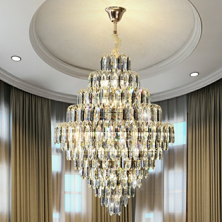 Extra Large Foyer Decorative Crystal Lighting Fixture Living Room Crystal Chandelier For Entryway Staircase - fovolighting
