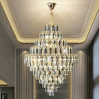 Extra Large Foyer Decorative Crystal Lighting Fixture Living Room Crystal Chandelier For Entryway Staircase - fovolighting