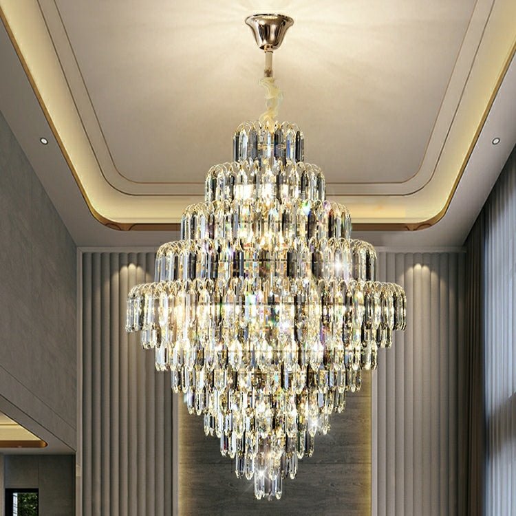 Extra Large Foyer Decorative Crystal Lighting Fixture Living Room Crystal Chandelier For Entryway Staircase - fovolighting