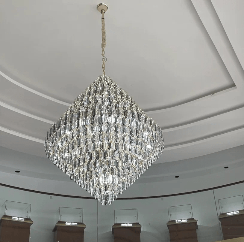 Extra Large Foyer Decorative Crystal Lighting Fixture Living Room Crystal Chandelier For Entryway Staircase - fovolighting