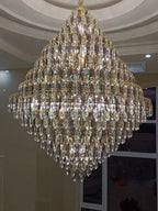 Extra Large Foyer Decorative Crystal Lighting Fixture Living Room Crystal Chandelier For Entryway Staircase - fovolighting
