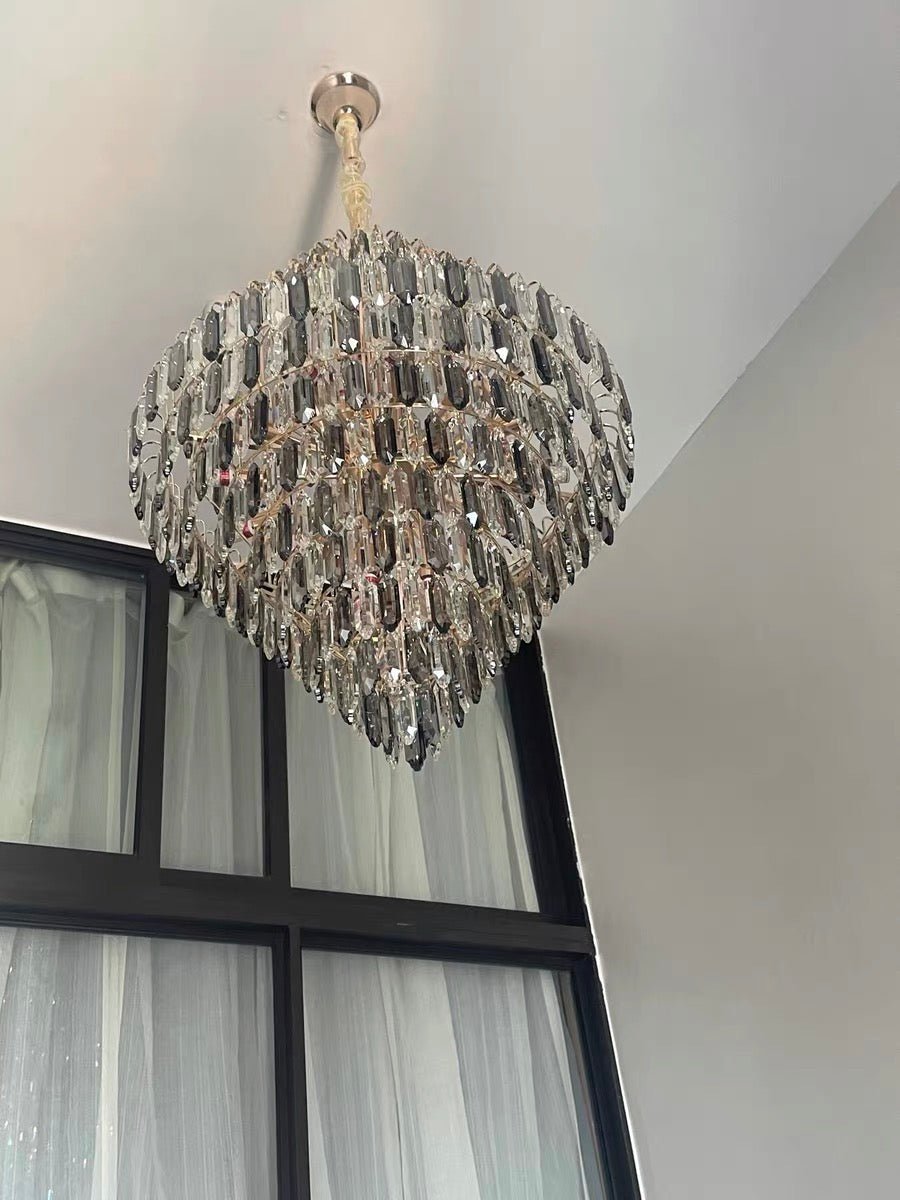 Extra Large Foyer Decorative Crystal Lighting Fixture Living Room Crystal Chandelier For Entryway Staircase - fovolighting