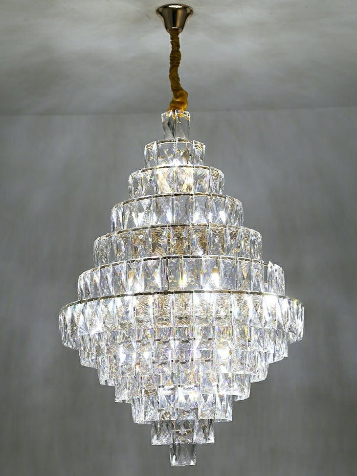 Extra Large Foyer Pure Crystal Ceiling Light Fixture Living Room Entrance Staircase Chandelier - fovolighting