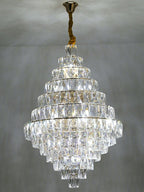 Extra Large Foyer Pure Crystal Ceiling Light Fixture Living Room Entrance Staircase Chandelier - fovolighting