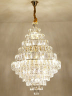 Extra Large Foyer Pure Crystal Ceiling Light Fixture Living Room Entrance Staircase Chandelier - fovolighting