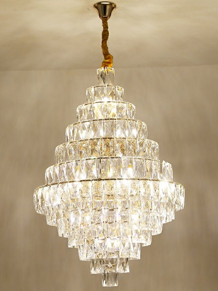 Extra Large Foyer Pure Crystal Ceiling Light Fixture Living Room Entrance Staircase Chandelier - fovolighting