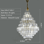 Extra Large Foyer Pure Crystal Ceiling Light Fixture Living Room Entrance Staircase Chandelier - fovolighting