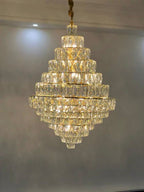Extra Large Foyer Pure Crystal Ceiling Light Fixture Living Room Entrance Staircase Chandelier - fovolighting
