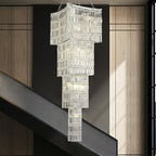 Extra Large Foyer Vertical Layers K9 Crystal Chandelier Chrome Ceiling Lighting Fixture For Staircase Entryway Decor - fovolighting