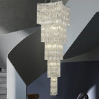 Extra Large Foyer Vertical Layers K9 Crystal Chandelier Chrome Ceiling Lighting Fixture For Staircase Entryway Decor - fovolighting