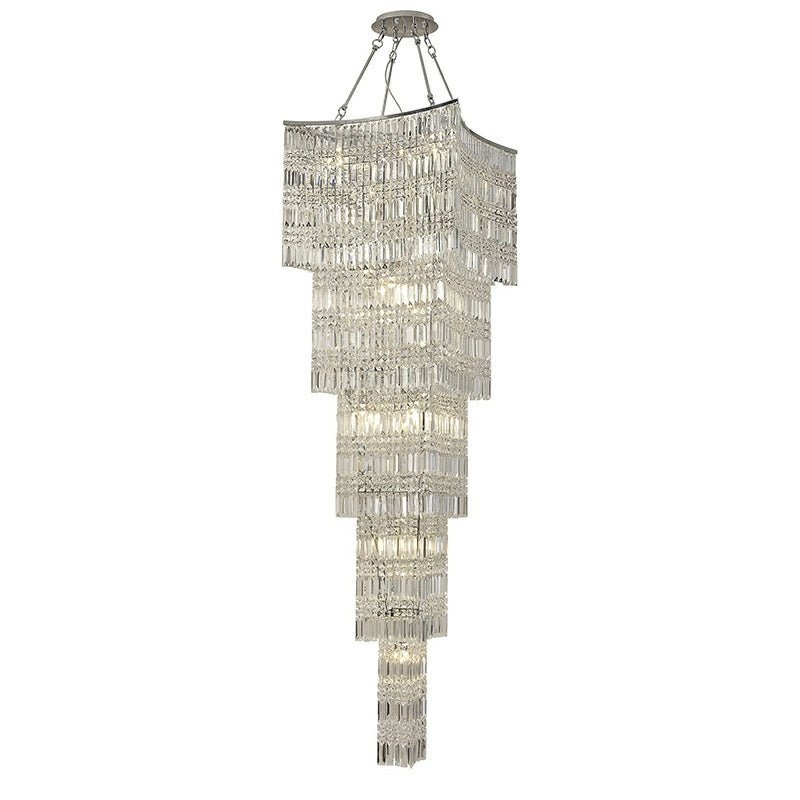Extra Large Foyer Vertical Layers K9 Crystal Chandelier Chrome Ceiling Lighting Fixture For Staircase Entryway Decor - fovolighting