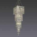 Extra Large Foyer Vertical Layers K9 Crystal Chandelier Chrome Ceiling Lighting Fixture For Staircase Entryway Decor - fovolighting