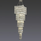 Extra Large Foyer Vertical Layers K9 Crystal Chandelier Chrome Ceiling Lighting Fixture For Staircase Entryway Decor - fovolighting