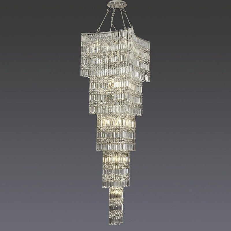 Extra Large Foyer Vertical Layers K9 Crystal Chandelier Chrome Ceiling Lighting Fixture For Staircase Entryway Decor - fovolighting