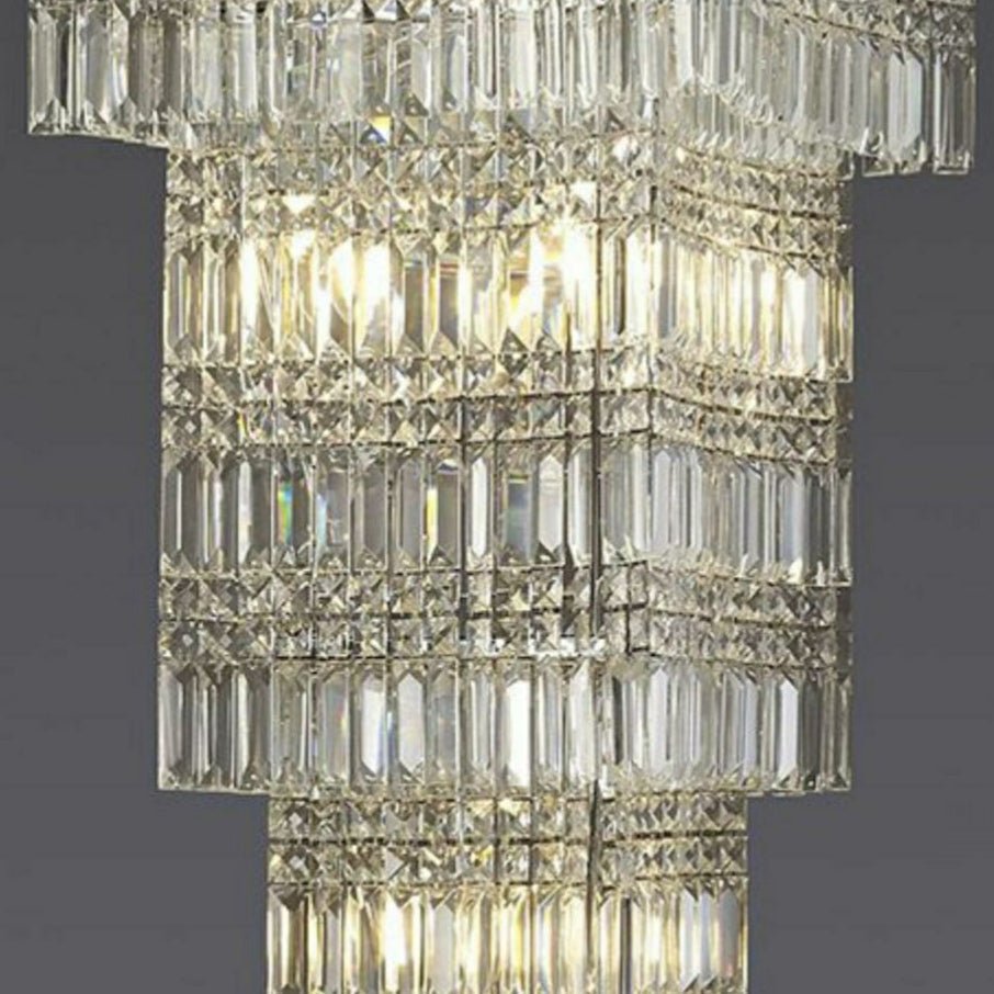 Extra Large Foyer Vertical Layers K9 Crystal Chandelier Chrome Ceiling Lighting Fixture For Staircase Entryway Decor - fovolighting