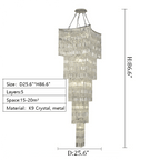 Extra Large Foyer Vertical Layers K9 Crystal Chandelier Chrome Ceiling Lighting Fixture For Staircase Entryway Decor - fovolighting